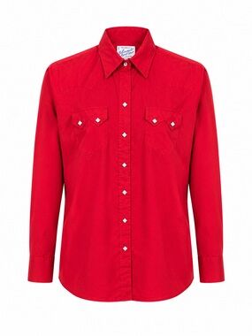 Vintage Tru-West Ranch Wear Western Shirt Mens 34 Red Snap Button USA Made
